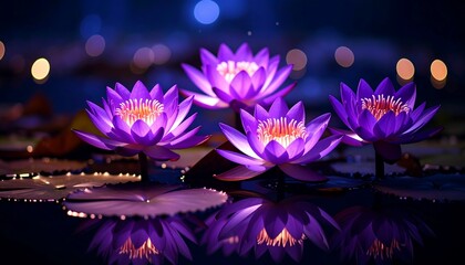 Night blooming purple water lilies.