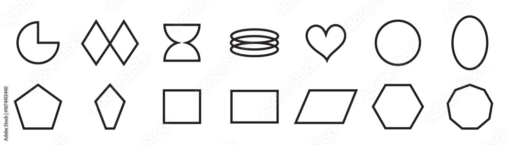Aufkleber collection of basic shapes – set of simple geometric figures isolated on a white background.