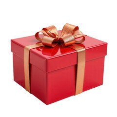 Obraz premium Bright Red Gift Box with Elegant Ribbon and Bow for Any Occasion