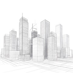 Fototapeta premium Architectural blueprint of a city skyline