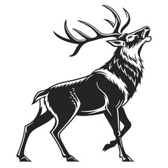 Majestic stag silhouette with antlers raised in a powerful call