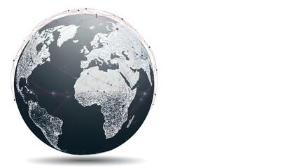 Global Network Connections: Dark Abstract Earth with Illuminated Data Streams and Nodes.