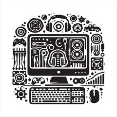 Computer vector art black and white