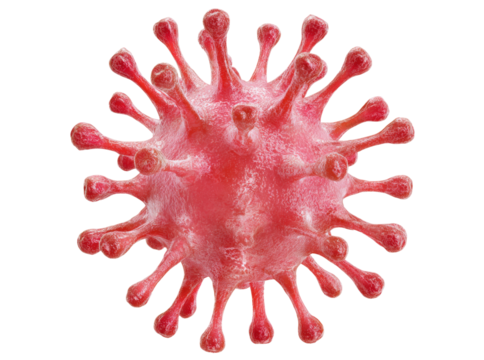 Microscopic 3d render of a coronavirus particle, Isolated On Transparent Background
