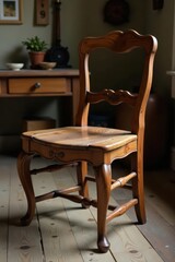 Fototapeta premium Antique chair refinishing, rich wood grain revealed, furniture, recycle