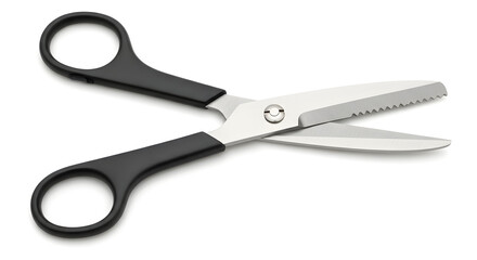 Sharp Black-Handled Scissors with serrated blade for precise cutting