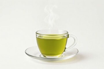 Fototapeta premium Green tea cup with steam