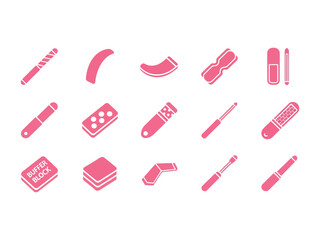 Nail Care Tool Set: A collection of pink nail care tools, neatly arranged, showcasing the essential implements for manicure and pedicure, perfect for beauty and self-care.