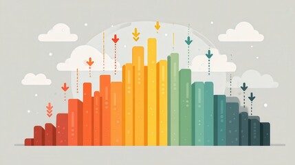 Fototapeta premium Infographic Design Illustrating Investment Trends with Growth and Decline Graphs in Fintech Sector