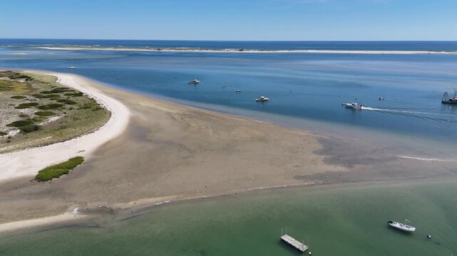 Chatham, Cape Cod Fishing Boats in Harbor Aerial
