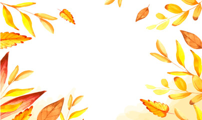 Beautiful autumn landscape background with vibrant orange, red, and yellow leaves, sunlight filtering through trees, fallen leaves on the ground, peaceful and natural atmosphere.