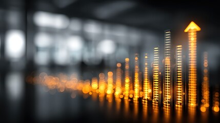 Futuristic Fintech Investment Trend Visualization with Digital Graph and Upward Movement Indicators