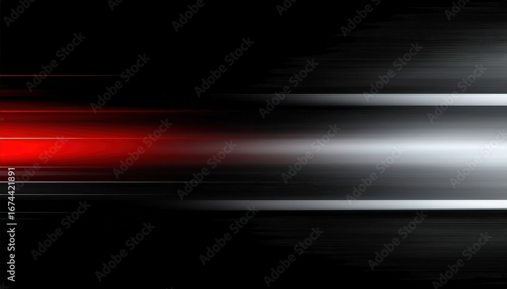 Poster futuristic red and white light streaks on black background with glowing speed motion effect perfect 