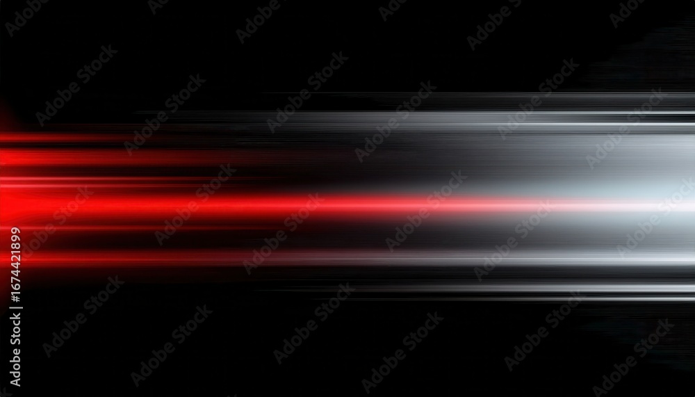 Poster futuristic red and white light streaks on black background with glowing speed motion effect perfect 