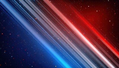 vibrant cosmic light streaks in red and blue diagonal beams with glowing star dust background perfect for sci fi wallpaper or digital texture