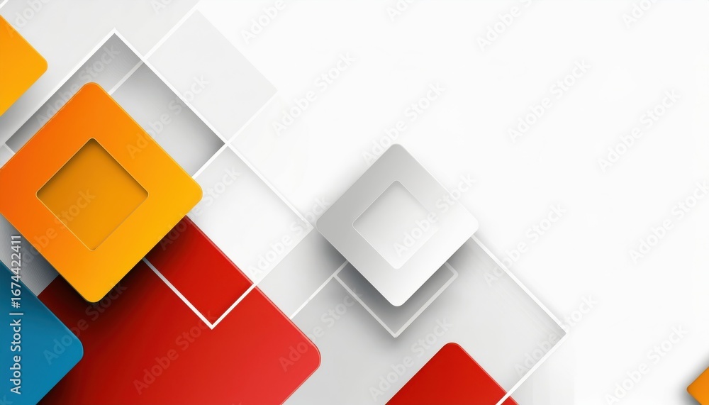 Poster modern 3d geometric diamond pattern in red orange white and gray abstract background for digital des