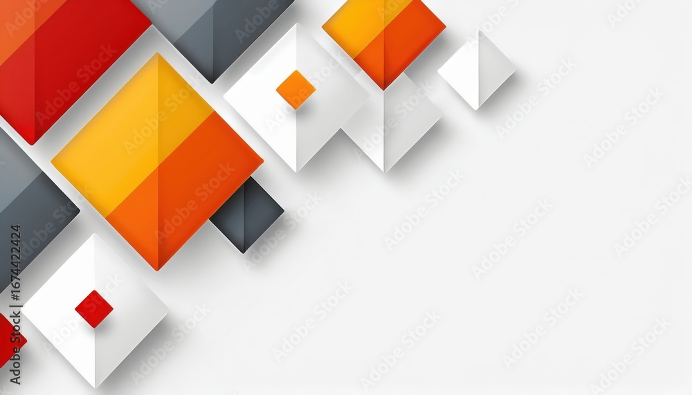 Poster modern 3d geometric diamond pattern in red orange white and gray abstract background for digital des