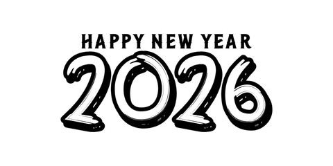 Happy new year 2026 text design for brochure design template card banner vector illustration.