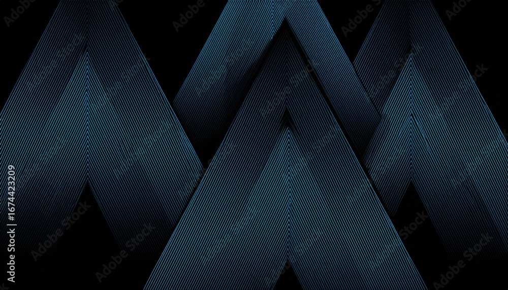 Poster abstract geometric line pattern with teal and black diagonal symmetry creating futuristic optical il