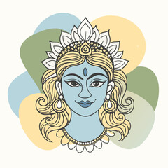 Sacred Navratri Festival with Durga Puja Rituals and Offerings outline Art & Illustration