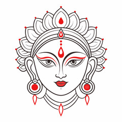 Durga Puja Festival with Beautifully Decorated Pandal and Idols outline Art & Illustration