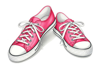 Pink canvas sneakers with white soles and laces.