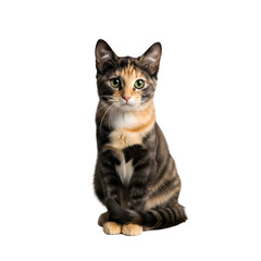 Fototapeta premium Adorable Kitten Poses Elegantly on Transparent Background, Charming Pet with Striking Fur Colors