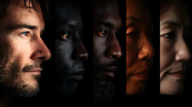 Diverse group of people in portraits showing faces of different ethnicities 