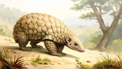 Obraz premium A pangolin in a landscape
