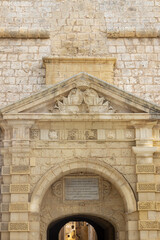 Limestone city walls surrounding medieval Silent City, Malta, Mdina