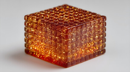 Obraz premium gold cube on black background
