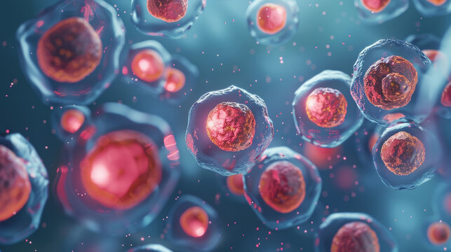 Embryonic stem cell, abstract medical illustration, Repairing damaged cells by reducing inflammation and modulating the immune system. Stem cell therapy