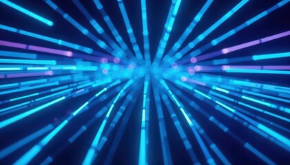 Fototapeta premium Abstract background of vibrant blue neon linear lights forming geometric patterns , tint, dynamic