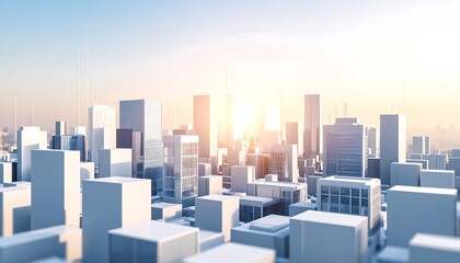 Obraz premium Sunrise Cityscape with Modern Buildings.