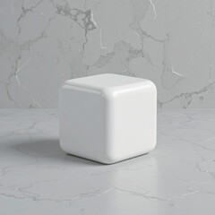 Sleek Minimalist White Cube – Glossy Ceramic 3D Mockup