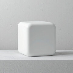 Sleek Minimalist White Cube – Glossy Ceramic 3D Mockup