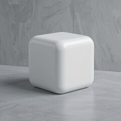 Sleek Minimalist White Cube – Glossy Ceramic 3D Mockup
