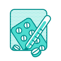 Blister pack with pills and a thermometer