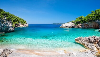 Fototapeta premium secluded cove beach turquoise water summer vacation
