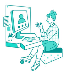 Woman manager conducting online interview