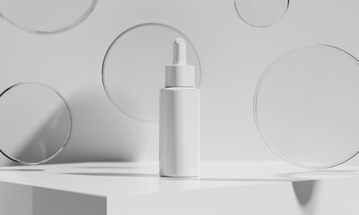 3d illustraion of cosmetic skincare beauty spa cream mockup, bathroom interior, medical healthcare treatment, fashion of makeup, bottle tube of packaging