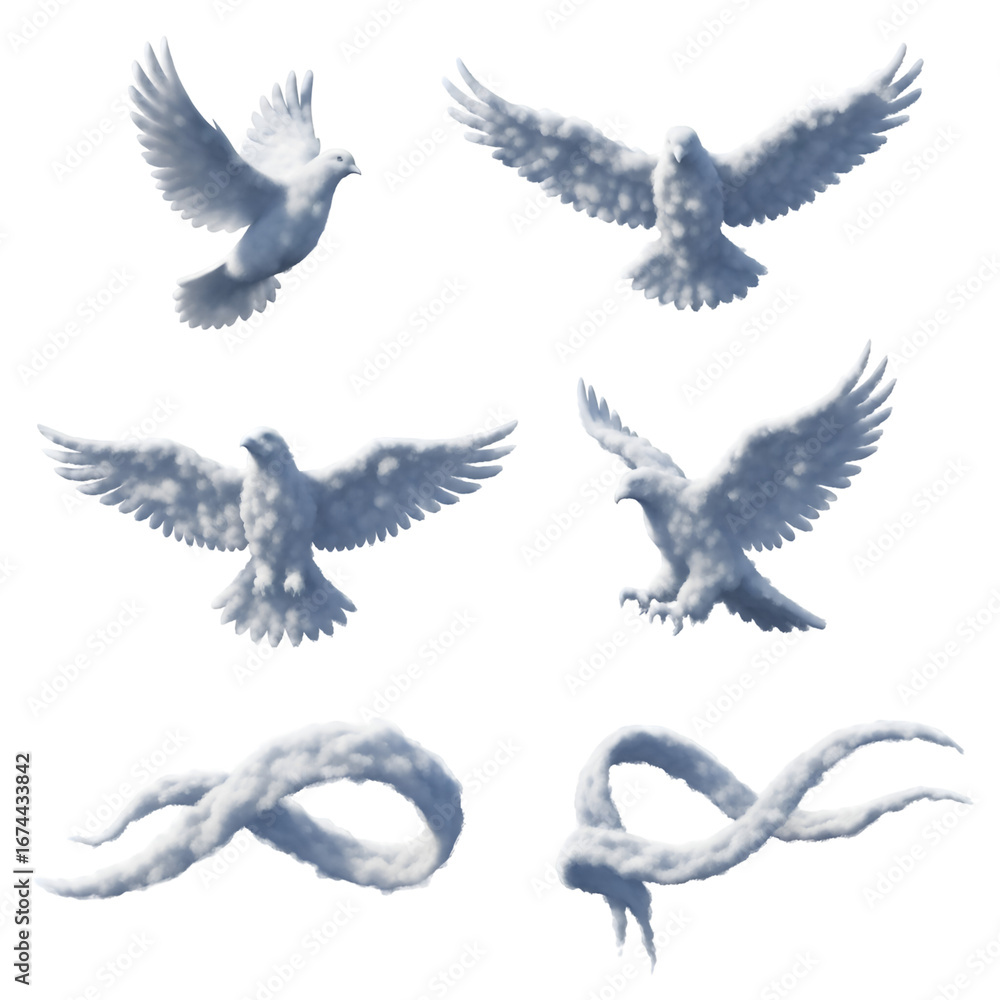 Poster cloud birds soar: transparent background images for design projects, easily downloadable assets with