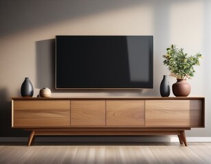 realistic 3d design of real tv table basic style