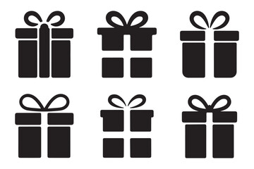 set of gift, box, surprise, gift box for the holiday, christmas gift icon silhouette, vector set