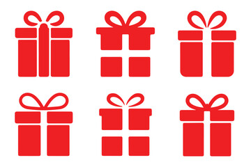 Gift box icon set silhouette, Christmas Present gift box icon silhouette icon set vector on white background
