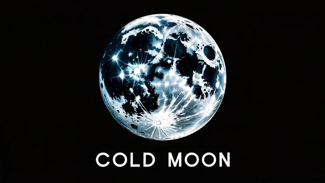 Stunning cold moon shining bright against a black sky, perfect for astronomy enthusiasts and science projects
