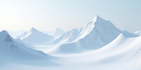 Abstract peaks, minimalist white mountain range, serene landscape, lines, monochrome