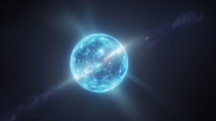 Obraz premium Stunning blue star radiates brilliant light across the vast, star-filled cosmos with nebulae