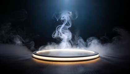 ethereal smoke rising from a luminous circular base in a dark atmospheric environment