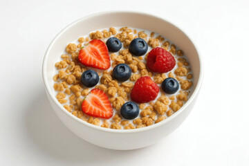 Cereal with milk and berries